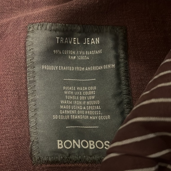 Bonobos Jeans Men's 35x34 Purple Travel Straight Made in USA - Picture 3 of 4